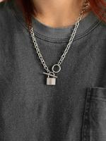 Women's Street Trend Lock  Design Pendant Necklace, Trendy Vintage Pendant Necklace, Chic Hip Hop Jewelry As Gift for Girlfri...
