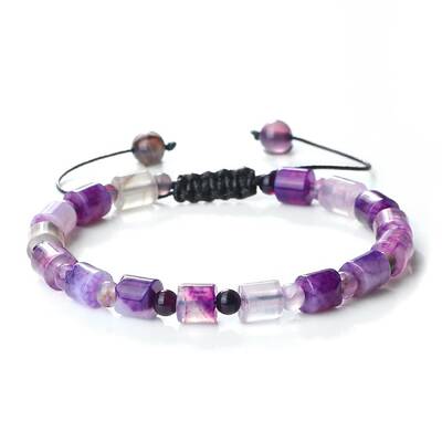 Bohemian Style Natural Banded Agate/Striped Adjustable Braided Bracelets for Women