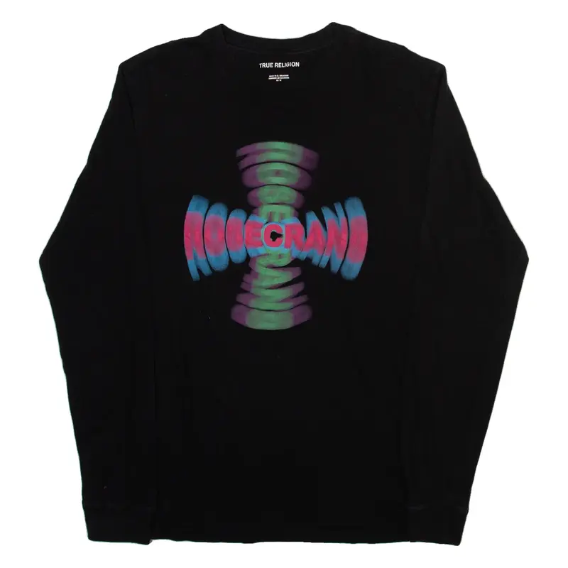 TRUE RELIGION Mens T-Shirt Black Long Sleeve M