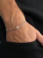 Men's Street Hip Hop Style Cross Design Bracelet, Hand Chain, Fashion Retro Stainless Steel Jewelry for Party, Daily Clothing...