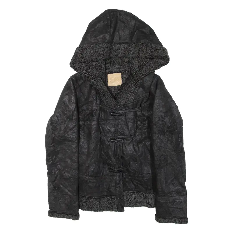 LOAF Sherpa Lined Womens Jacket Black Hooded XS