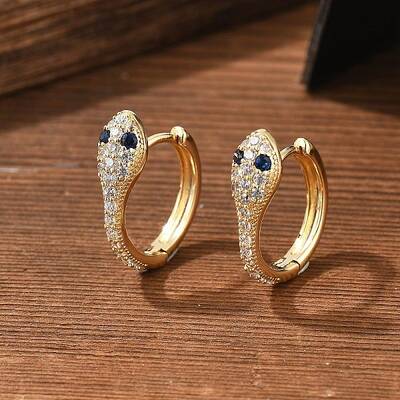 Brass Cubic Zirconia Hoop Earrings
