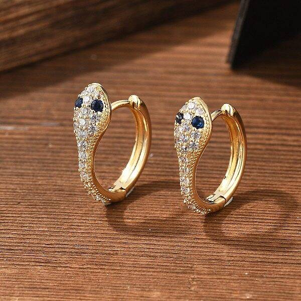Brass Cubic Zirconia Hoop Earrings