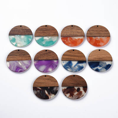 Transparent Resin & Walnut Wood Pendants