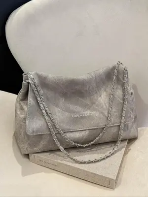 Women's Solid Color Shoulder Bag, Fashionable Large Capacity Shoulder Bag for Work & Daily Used, Casual Trendy Versatile High...