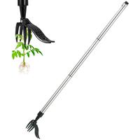 Stand Up Weed-puller Tool with 4-claw Steel Head, Long Handle Garden Weeding Tool, Durable Gardening Tools, Remove Weeds & Ro...