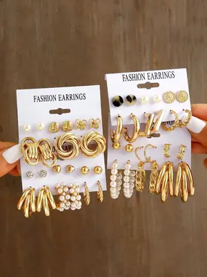 Faux Pearl & Rhinestone Decorated Heart & Butterfly Design Stud Earrings As Gift, 2024 New Dainty Jewelry for Daily Clothing ...