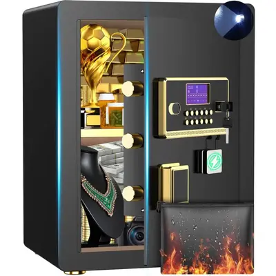 TNTANTS 3.8 Large Safe Box, Digital Keypad, Digital Board, Home Security Safe With A-Level Fireproof Waterproof Bag & Alarm S...