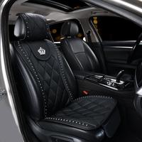 Premium Leather Car Front Seat Cushion with Storage Pouch, Rhinestone Crown Decor Exquisite Details Seat Protector, Universal...