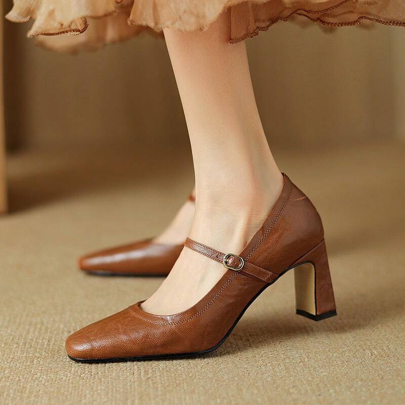 CHIKO Malaysia Square Toe Block Heels Mary Jane Shoes