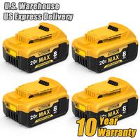 4Packs 8000mAh Replacement for Dewalt 20V Battery Lithium-ion MAX DCB200 DCD/DCF/DCG/DCS Series  20v dewalt battery Springtok...