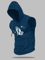 Men's Dove Print Hooded Tank Top, Regular Fit Casual Sleeveless Top for Daily Wear, Men's Clothes for All Seasons, Sweatshirt...