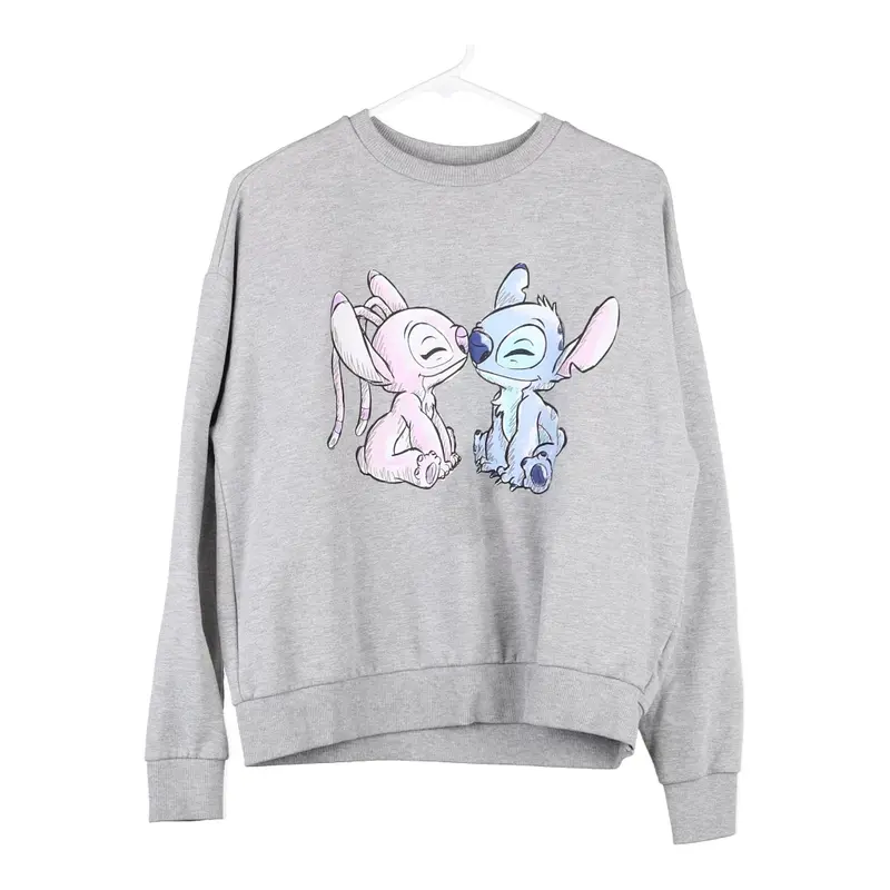 Stitch Disney Cartoon Sweatshirt - Small Grey Cotton Blend