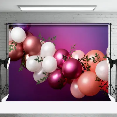 Colorful Balloon Leaves Decoration Photo Backdrop - Aperturee