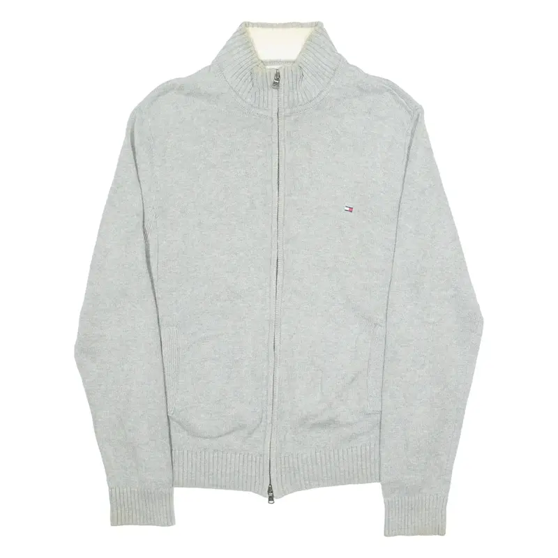 TOMMY HILFIGER Mens Jumper Grey High Neck Tight Knit S