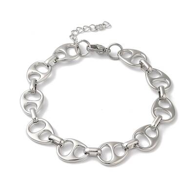 Non-Tarnish 304 Stainless Steel Hollow Teardrop Link Chain Bracelets for Women