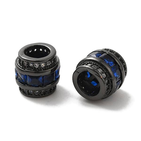 Column Brass Micro Pave Cubic Zirconia European Beads