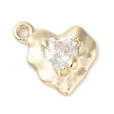 Brass Micro Pave Clear Cubic Zirconia Charms