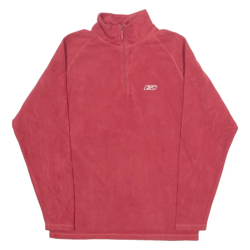 REEBOK Mens Fleece Red 1/4 Zip Tight Knit L