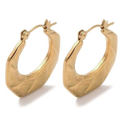 Hexagon 201 Stainless Steel Half Hoop Earrings for Women