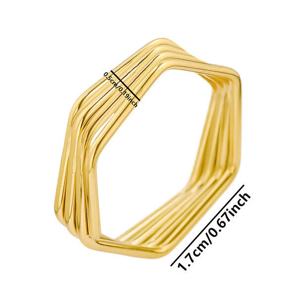 Hexagon 304 Stainless Steel American European Wide Band Rings for Women