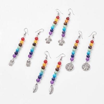 Gemstone Chakra Dangle Earrings