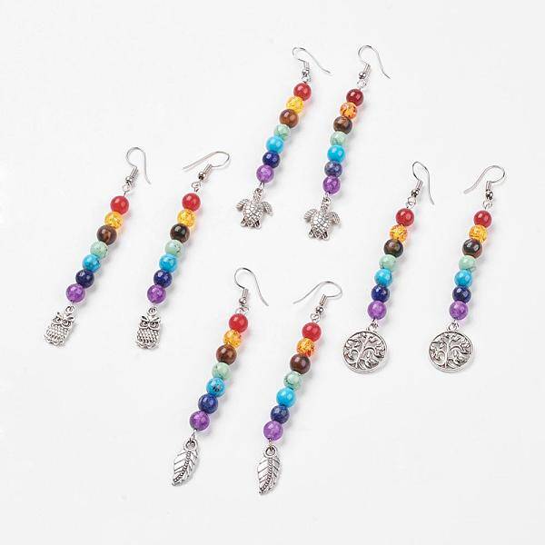 Gemstone Chakra Dangle Earrings