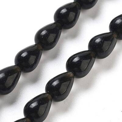 Natural Black Stone Beads Strands