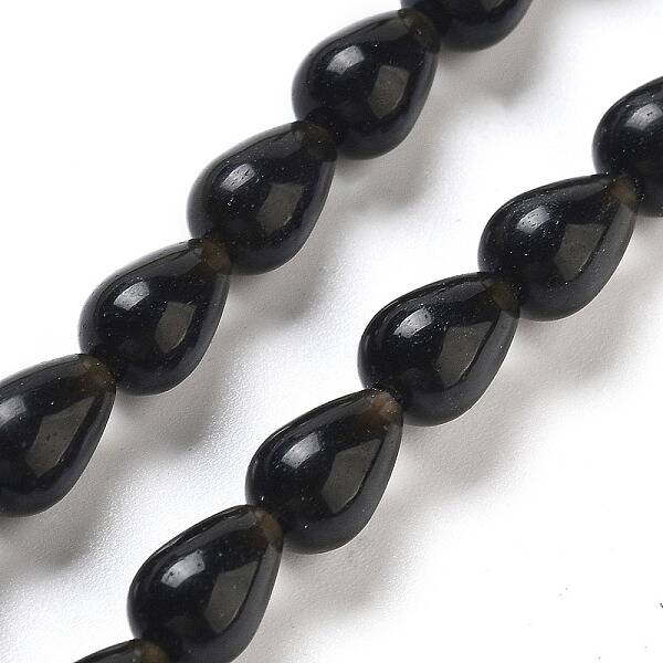 Natural Black Stone Beads Strands