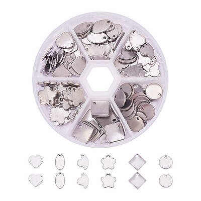 304 Stainless Steel Stamping Blank Tag Pendants Sets