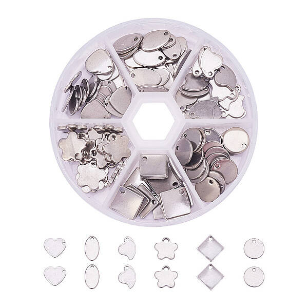 304 Stainless Steel Stamping Blank Tag Pendants Sets