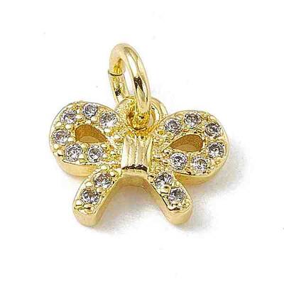 Brass Micro Pave Clear Cubic Zirconia Butterfly Charms