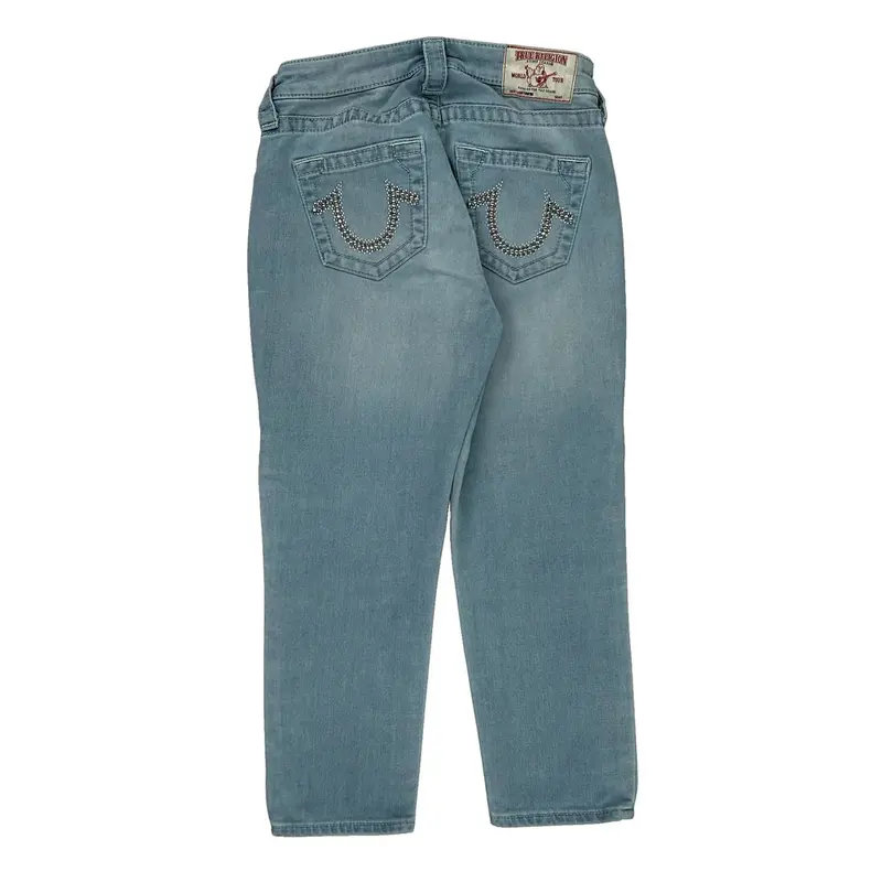 Studded Pockets True Religion Jeans - 28W UK 6 Light Wash Cotton Blend