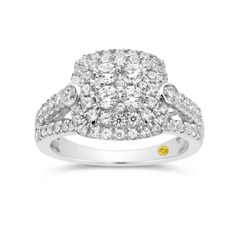 Glorious Lab Grown Cluster Diamond Engagement Ring | 18K White Gold 1 1/4 CT. TW.
