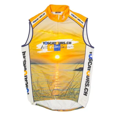 CUORE Full Zip Cycling Mens Jersey Orange High Neck L