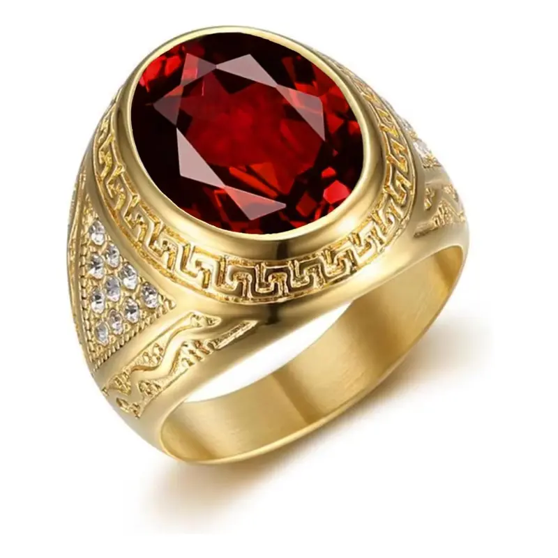 10K Gold Round Cut Custom Ring Gemstone Engagement Ring for Men