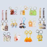 Magnetic White Puppy Golden Retriever Dog Brown and White Bear Twin Flame Frogs Keychain Set for Couples or Best Friends - Va...