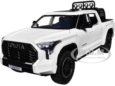 2023 Toyota Tundra TRD 4x4 Pickup Truck White Metallic with Sunroof and Wheel Rack 1/24 Diecast Model Car