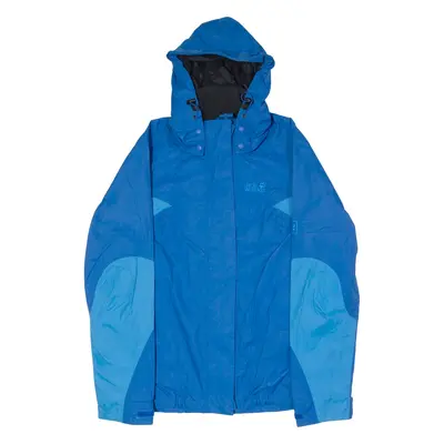 JACK WOLFSKIN Womens Rain Jacket Blue Hooded Colourblock M