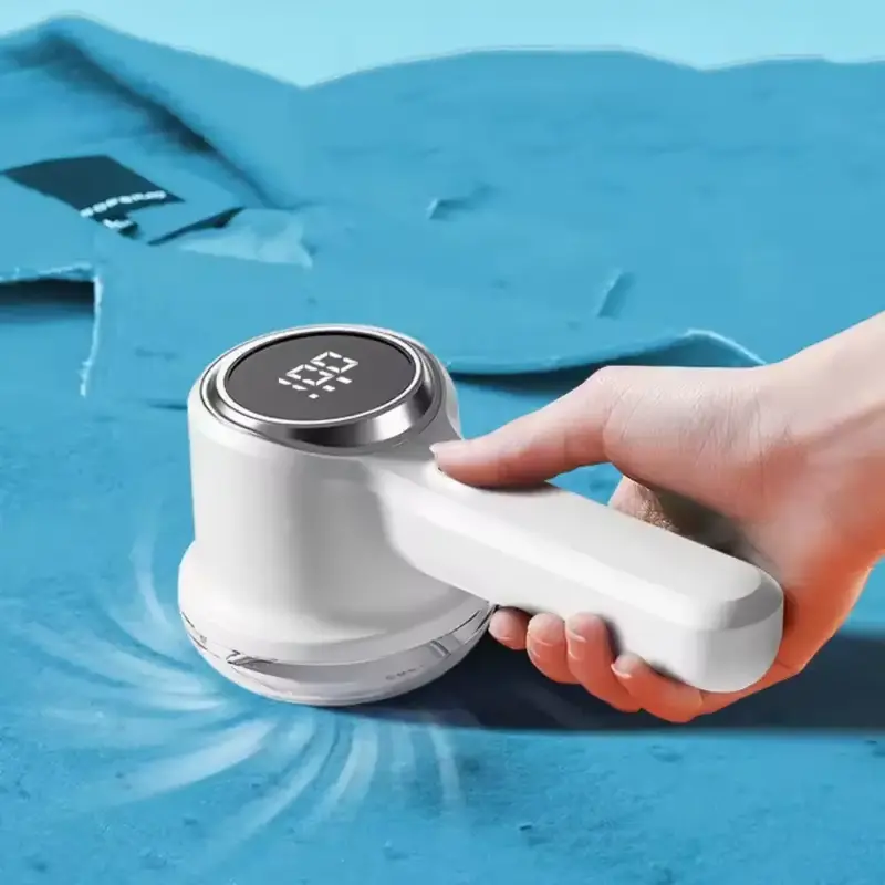 Fabric Shaver, Lint Remover Rechargeable, Electric Portable Sweater Defuzzer with 3 Speeds, 6 Leaf Blades, Digital LED Displa...