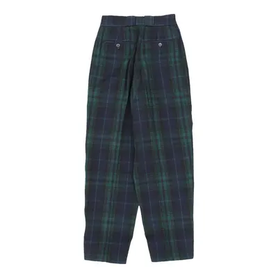 Emporio Armani Checked Trousers - 26W UK 6 Green Wool Blend