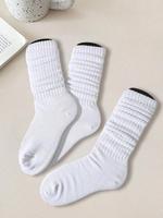 Unisex 3 Pairs Solid Color Crew Socks, Minimalist Casual Basic Moisture Wicking Scrunch Socks for Men & Women, Soft Comfy Bre...