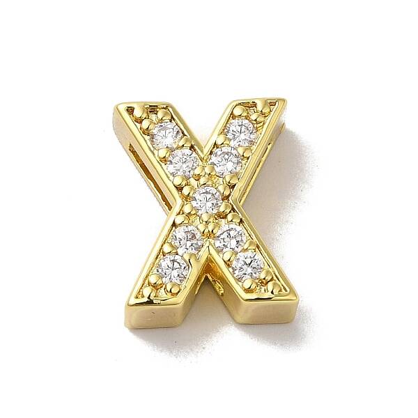 Brass Micro Pave Cubic Zirconia Beads