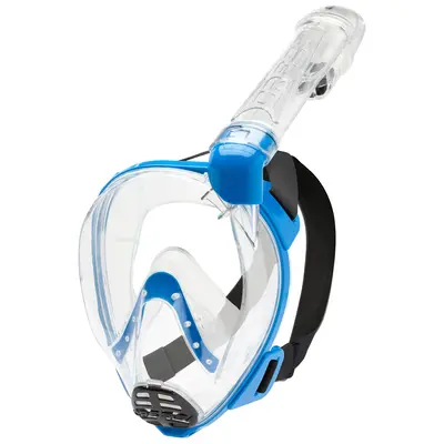 Open Box Cressi Baron Adult Snorkeling Full Face Mask - Clear/Blue, Size: Small/Medium