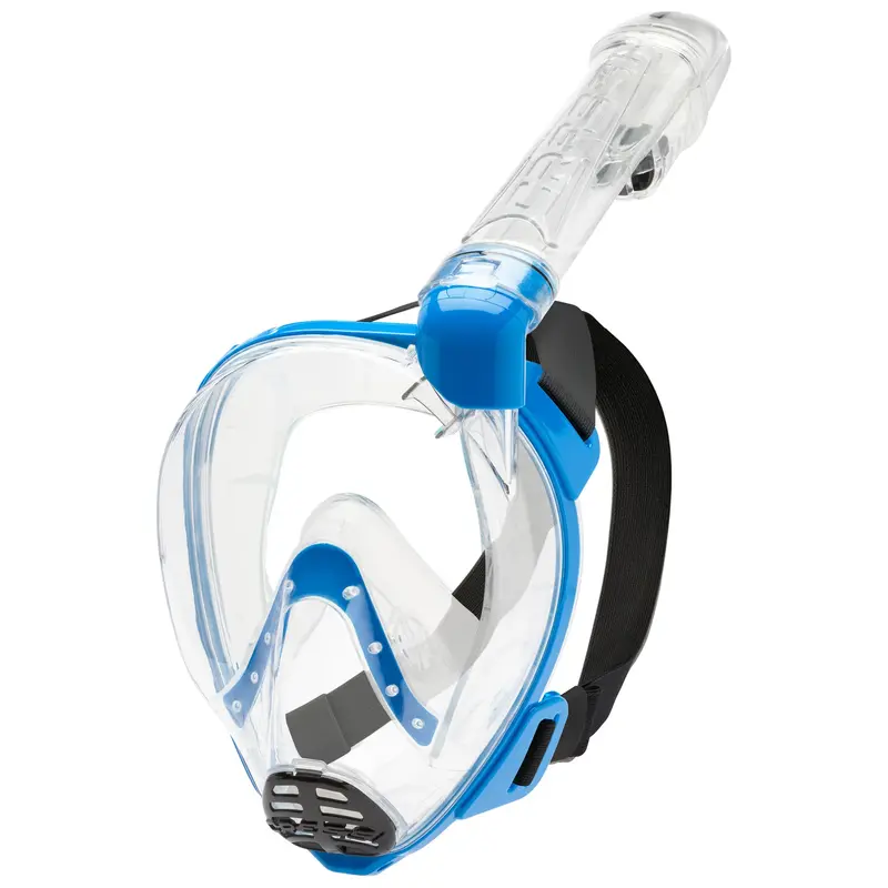 Open Box Cressi Baron Adult Snorkeling Full Face Mask - Clear/Blue, Size: Small/Medium