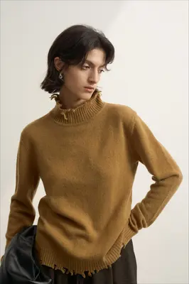 Fringed High NeckSweaters for Women Turn-Down Collar Solid Women Thicken Warm Pullovers Sweater