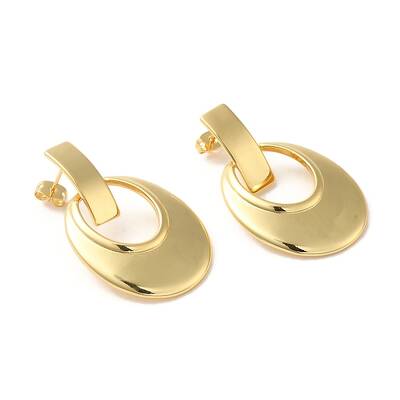 Real 18K Gold Plated Brass Dangle Stud Earrings