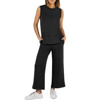 ANRABESS Women's 2 Piece Pants Sets Summer Travel Airplane Outfits Sleeveless Wide Leg Casual Lounge Crewneck Matching Sweat ...