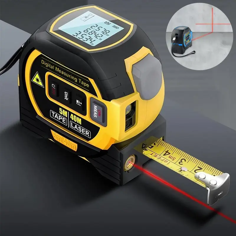 3 in 1 Digital Laser Tape Measure, 131ft/40M Infrared Laser Measuring Tape, 16ft/5M Retractable Electric Tape Measure with LE...