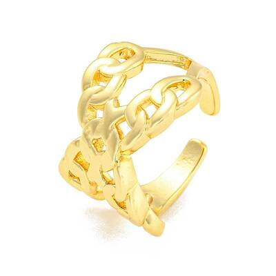 Rack Plating Brass Criss Cross Open Cuff Rings